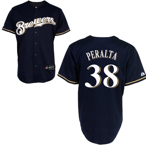 Wily Peralta #38 mlb Jersey-Milwaukee Brewers Women's Authentic 2014 Navy Cool Base BP Baseball Jersey